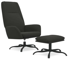 3097863 vidaXL Scaun de relaxare cu taburet, negru, microfibră