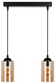 Lustră neagră cu abajur din sticlă 10x34 cm Bistro – Candellux Lighting