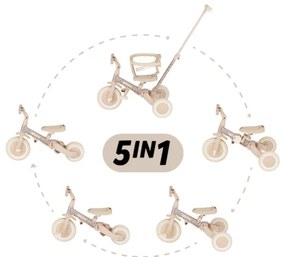 PETITE&MARS - Tricicletă pentru copii 5 în 1 TURBO LIMITED Pajiștea roz