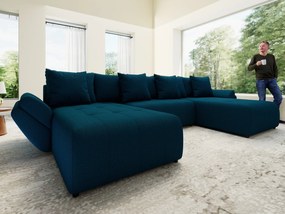 Colțar extensibil dumonde cu ladă de depozitare si sezut confortabil din spuma high-density, Berlin U Enjoy Petrol 380x180 cm