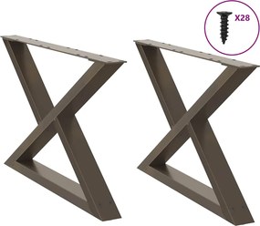 vidaXL Picioare pentru masă de cafea, 2 buc., oțel natural, 70x (42-43,3) cm
