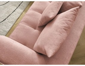 Colțar roz cu tapițerie din chenille (cu colț pe partea stângă/în formă de ”L”) Whesley – Bobochic Paris