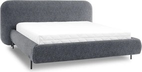 Pat matrimonial albastru tapițat cu spațiu de depozitare cu somieră 180x200 cm Pointt – ELTAP