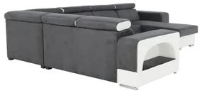 colţar în formă de U, piele ecologică albă/material textil gri, model dreapta, KAMELIA
