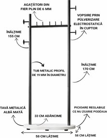 Cuier din metal ,culoare negru,170x58 cm