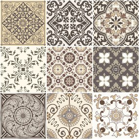 Set 9 autocolante de perete Ambiance Cement Tiles Ancona, 10 x 10 cm