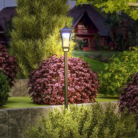 Outsunny Felinar Lumină Stradală cu Autonomie de 6 h și Ancorare la Sol, Lumina Stradală Solară, 15x15x127 cm, Negru | Aosom Romania