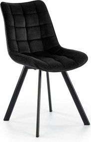 Scaun tapitat modern K332, negru, stofa catifelata/metal, 46x61x84 cm