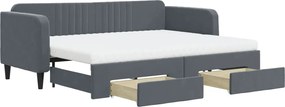 vidaXL Pat de zi cu extensie și sertare gri închis 80x200 cm catifea