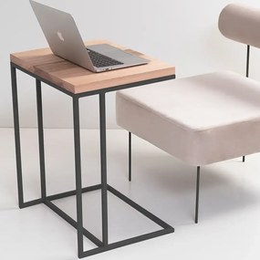 Masuta de cafea in stil industrial,metal-lemn,Homs, seria A-620,50 x 35 x 60 cm, negru/nuc,30316