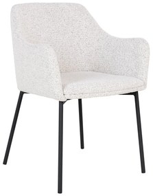 Scaun de sufragerie alb cu cotiere tapițat Melilla – House Nordic