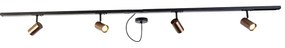 Sistem de șină monofazat bronz închis cu 4 spoturi și sursă de alimentare rotundă - Jeana