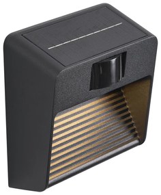 Lampă de perete neagră incl. LED IP54 cu senzor de mișcare solar - Border