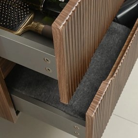 Mască de baie Trent 120 cu 1 chiuvetă ceramică și 2 sertare, stejar apus de soare