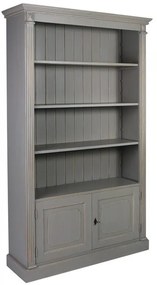 Biblioteca, gri, din lemn masiv, L120 cm, aspect vintage, Ernest