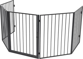 vidaXL Gard de protecție din oțel pentru șemineu, Negru