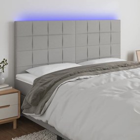 3122438 vidaXL Tăblie de pat cu LED, gri deschis, 180x5x118/128 cm, textil