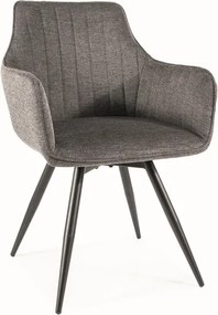 Scaun de sufragerie tapiat VILKO, negru/gri