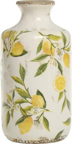 Vas decorativ din ceramică, pictat manual, crem, H21/D10 cm, Limone
