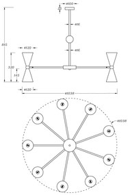 Candelabru Vesper Maytoni E14, Negru | Auriu, MOD108PL-18GB, Germania