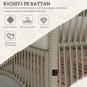 Outsunny Set de Grădină cu 2 Fotolii de Exterior, Canapea și Măsuță, 56x56x80 cm, Kaki | Aosom Romania