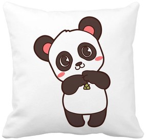 Perna Decorativa Urs Panda, 40x40 cm, Alba, Mata, Husa Detasabila, Burduf