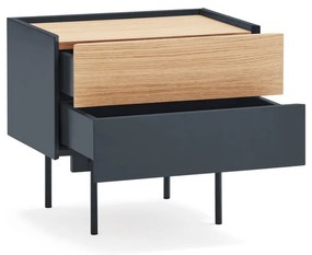 Noptieră gri antracit-natural cu aspect de lemn de stejar Otto – Teulat