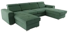 Rozk. canapea colț universal în U cu spațiu depozitare SALVADA verde