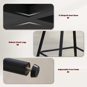 HOMCOM Set 2 Scaune de Bar cu Spătar și Suport pentru Picioare, Acoperire din Material Textil și Picioare din Oțel, Gri | Aosom Romania