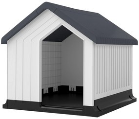 PawHut Niche pentru câine pentru exterior, adăpost impermeabil cu fereastră, din plastic, 62lungime x 61Lățime x 60Înălțime cm, gri | Aosom Romania