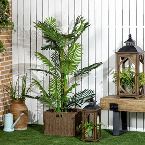 HOMCOM Plantă Artificială, palmier artificial, inclusiv ghiveci; 19,5 cm x 19,5 cm x 150 cm, Verde + Negru | Aosom Romania