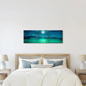 Tablou - Luna plină deasupra apei (cu ceas) (90x30 cm)