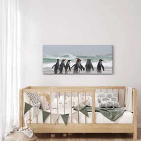 Tablou pinguini în ocean (120x50 cm)