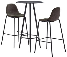 vidaXL Set mobilier de bar, 3 piese, gri închis, material textil