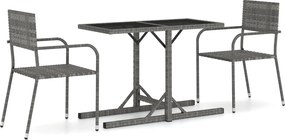 vidaXL Set mobilier de grădină, 3 piese, gri