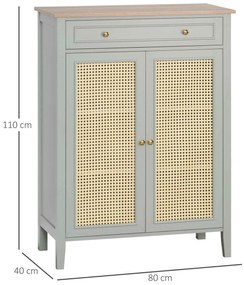 HOMCOM Dulap pentru pantofi mobilier de depozitare pentru pantofi mobilier pentru intrare cu 2 uși efect de răchită sertar 80 x 40 x 110 cm | Aosom Romania