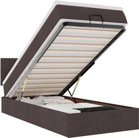 vidaXL Cadru de pat otoman cu saltea țesătură maro închis 90x190cm