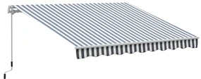 Outsunny Markiză cu Brațe Articulate Protecție Solară Manivelă Balcon Aluminiu Gri Alb 2,95 x 2,45 m | Aosom Romania