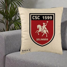 Perna Personalizata CSC 1599 Selimbar Fotbal, 40x40 cm, Bej, Husa Detasabila, Perna Inclusa, BEKZ®