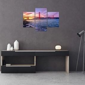 Tablou cu pod și apus de soare (90x60 cm)