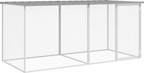 vidaXL Cușcă pentru găini cu acoperiș, gri deschis, 203x98x90 cm, oțel galvanizat