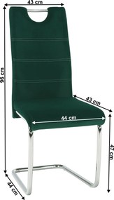 Scaun de luat masa, ţesătură de catifea smarald / cusături deschise, ABIRA NEW
