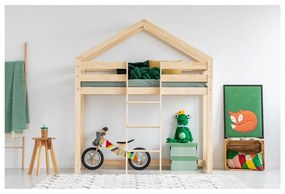 Pat supraetajat din lemn de pin, în formă de căsuță Adeko Mila DMPA, 80 x 200 cm