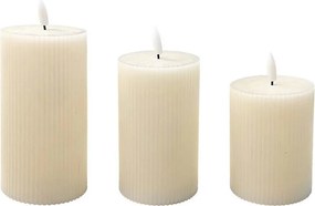 Set 3 lumânări LED BRILLO, crem, cu telecomandă, alimentare 3x AAA