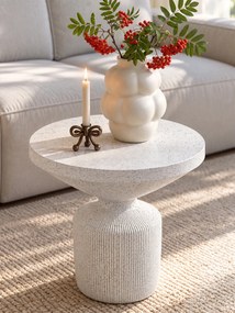 Măsuță de cafea rotundă Sintro 54 cm - terrazzo alb