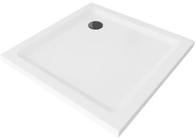 Mexen Flat cadă pentru duș pătrată slim 80 x 80 cm, Albă, sifon Neagră - 40108080B