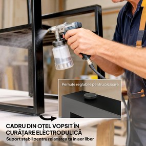 Outsunny Set Bistro Grădină 3 Piese pentru 2 Persoane, Masă și Scaune Exterior cu Șezut Textilen și Perne, Gri | Aosom Romania