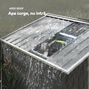 Outsunny Magazie de grădină metalică 2,77 m², 213 x 130 x 185 cm cu fundație, uși culisante, gri închis | Aosom Romania