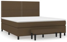 3136528 vidaXL Pat box spring cu saltea, maro închis, 160x200 cm, textil