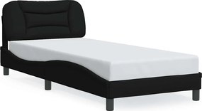 vidaXL Cadru de pat fără saltea Hvar țesătură neagră 90x190 cm